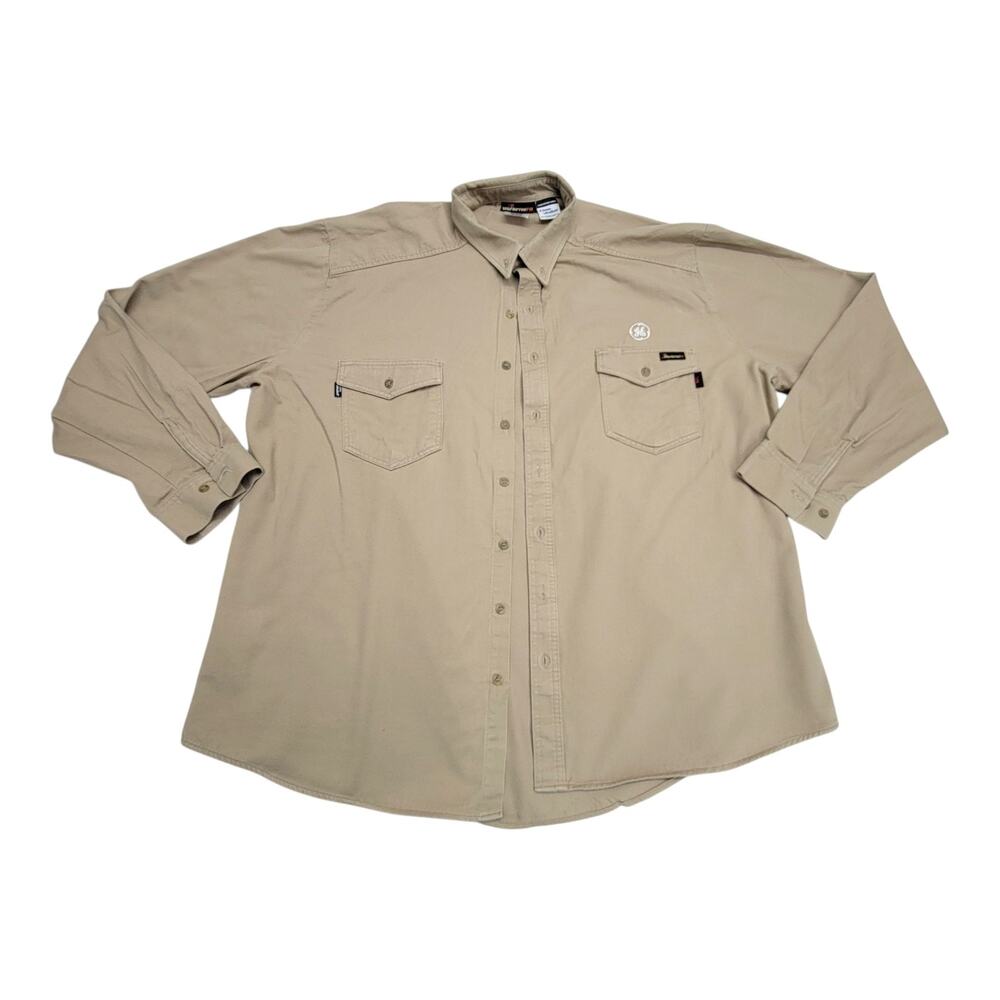Workrite FR Shirt Mens 3XL Long Khaki Westex UltraSoft NFPA 2112 Button Up CAT 2